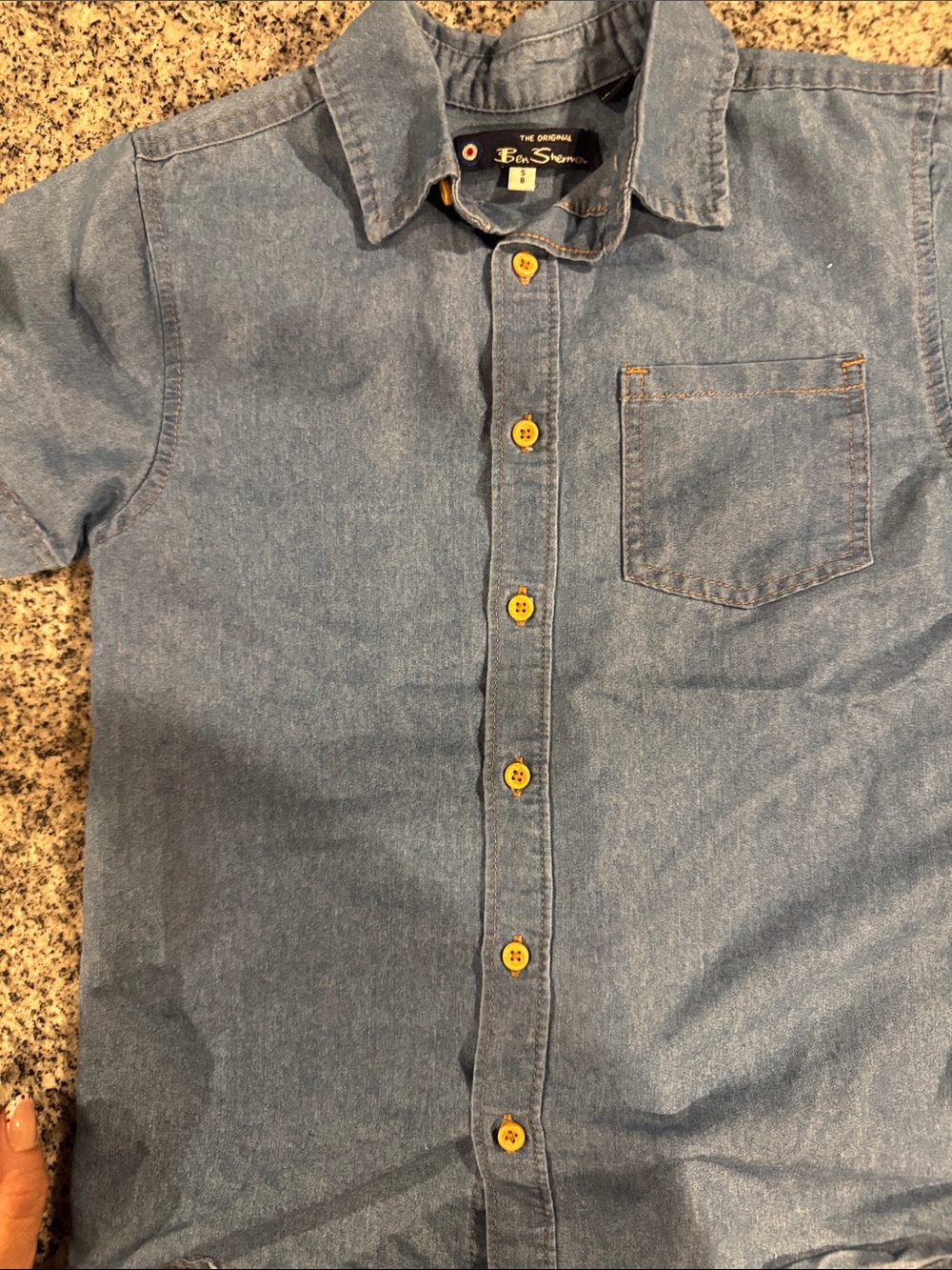 Ben Sherman Light Blue Short Sleeve Denim Button-Up Shirt